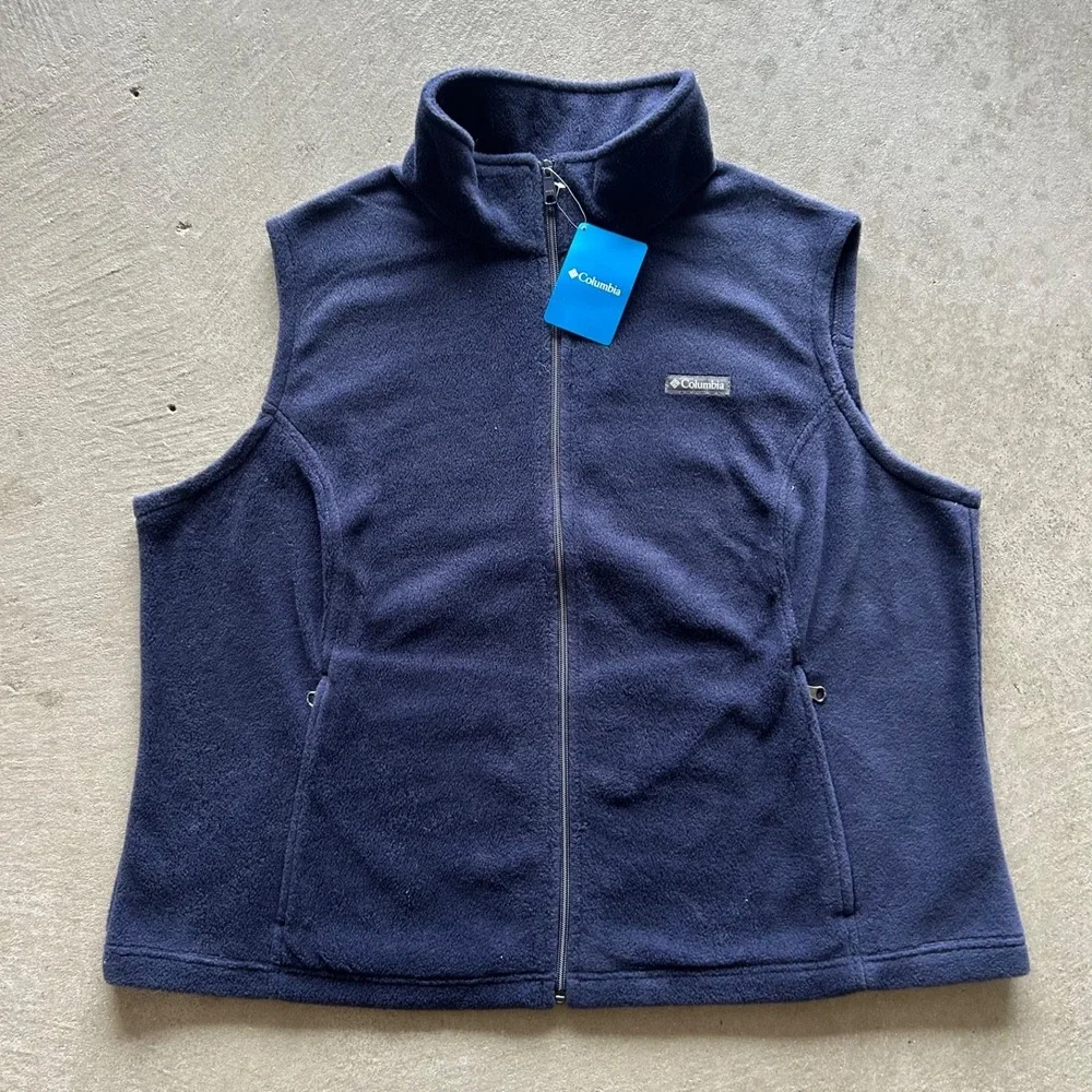 Columbia Sportswear Fleece Vest Womens Size 3XL Navy Blue Full Zip NEW WITH TAGS